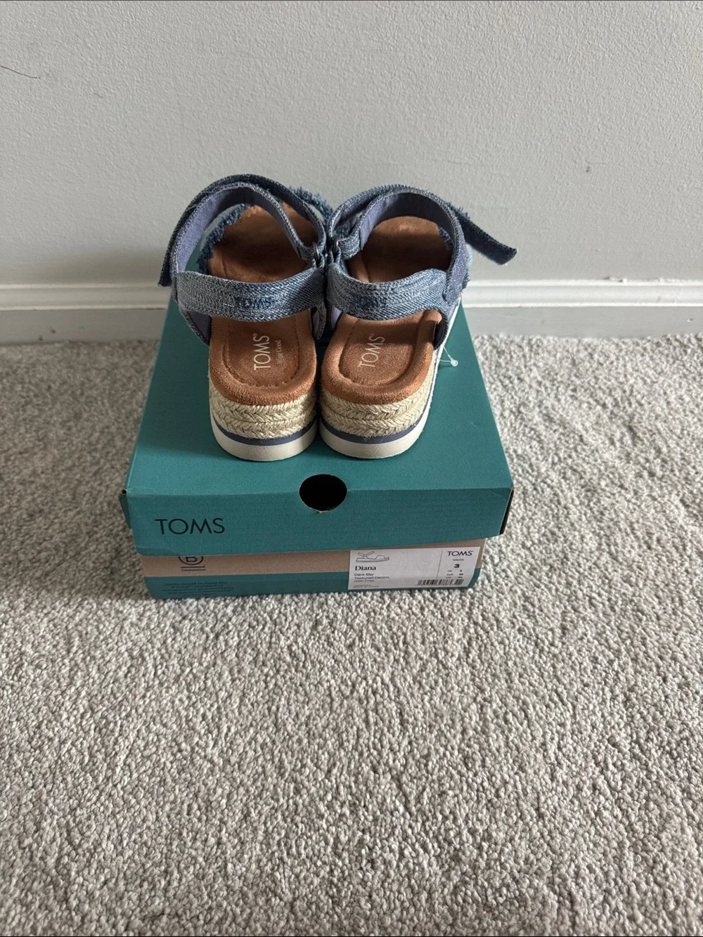 TOMS Frayed Denim Espadrille Platform Sandals - Blue